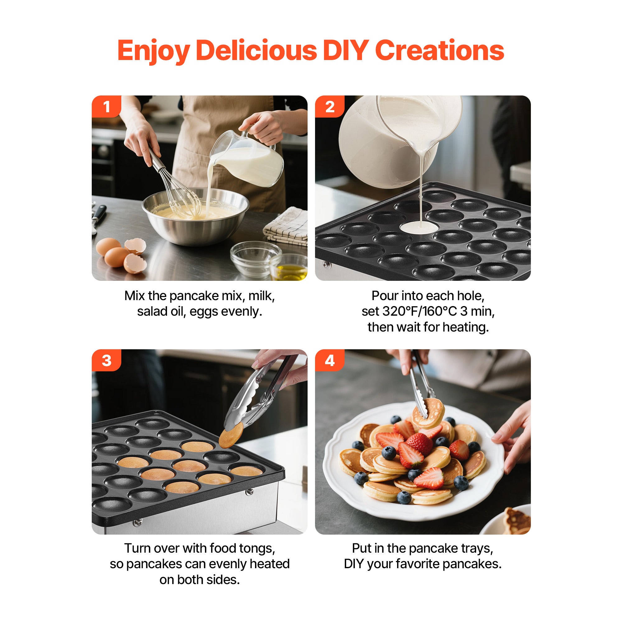 Mini Crepiere Electrique SucceBuy, Appareil a Pancakes 25PCS 43 mm, avec Grille Antiadhesive en Inox, Reglage la Temperature et du Temps, pour Cuisine - 6