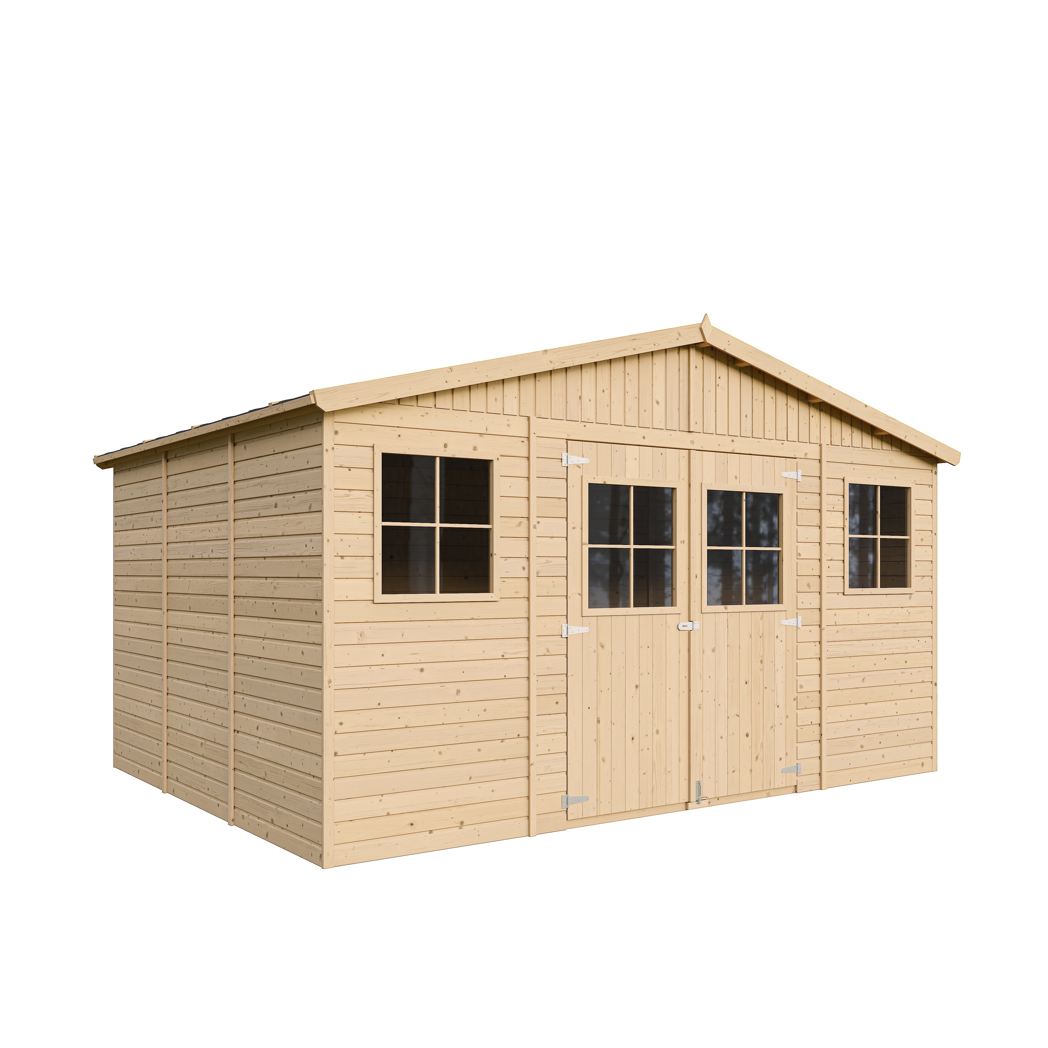 Cobertizo de madera para jardín con base - 418x318cm/12m2 Cobertizo de madera natural - Taller de Jardín - TIMBELA M331+M331G - 2