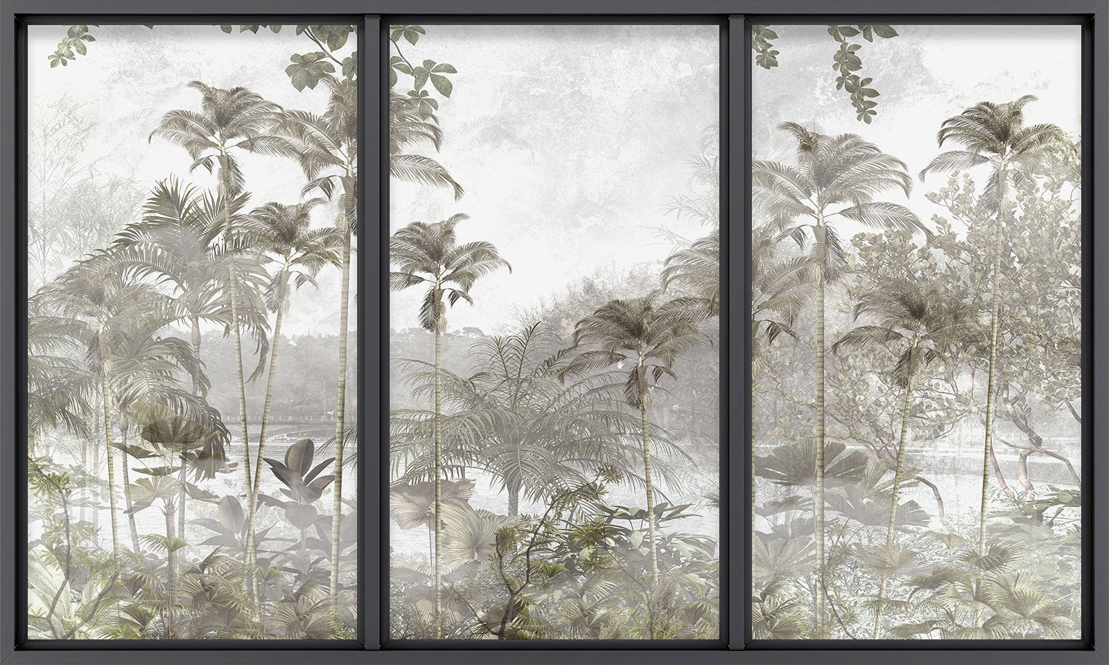 Papier peint panoramique Trompe l'oeil baie vitrée - Jungle - Largeur 195 cm x Hauteur 117 cm - 2