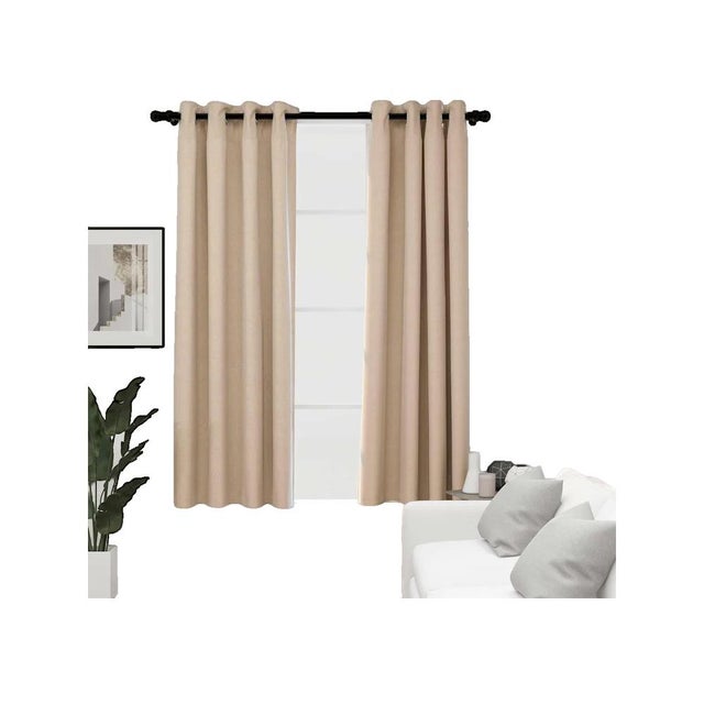 vidaXL Rideaux occultants aspect lin avec œillets 2pcs beige 140x175cm