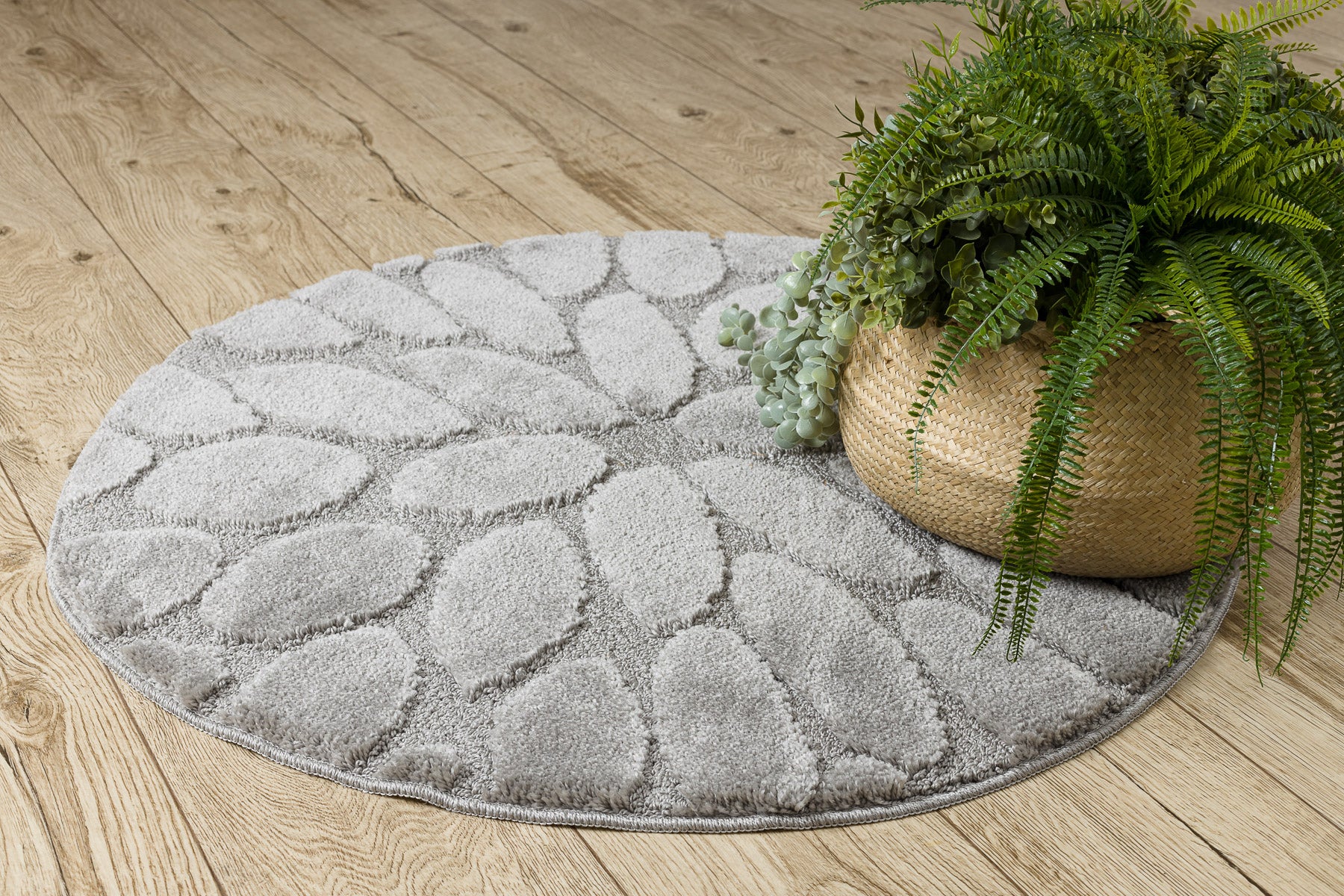 Tapis de salle de bain SUPREME cercle STONES, des pierres, antidérapant, doux - gris cercle 100 cm - 5