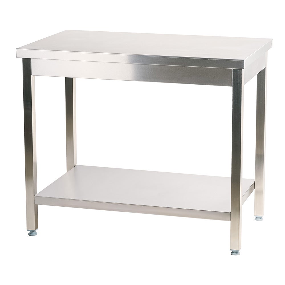 Romux® mesa de acero inoxidable hostelería central con 1 estante 1000x700x850 mm desmontable | mesa de trabajo inox resistente a la corrosión