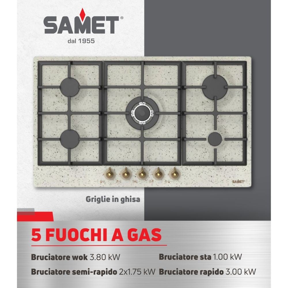 Piano cottura 5 fuochi da 90 cm avena Aiace Samet - 4
