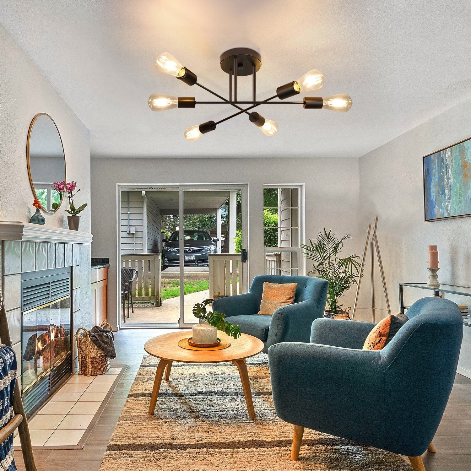 NETTLIFE Vintage lampa sufitowa 6 żarówek przemysłowy salon E27 czarny żyrandol Retro lampa do sypialni styl rustykalny lampa stołowa do jadalni - 5