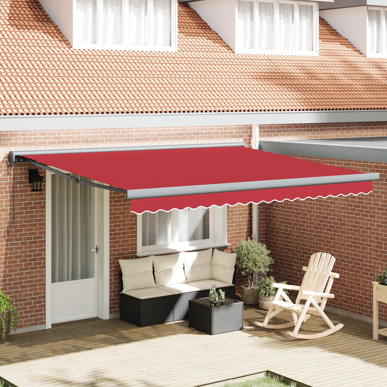 Markiza Czerwony 400 x 300 x 165 cm Poliester i aluminium vidaXL