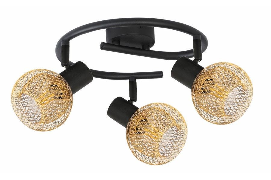 Lampa sufitowa wisząca Loretto czarno-złota 3xE14x40W wym: 17 x 26 x 26 cm metal Reality
