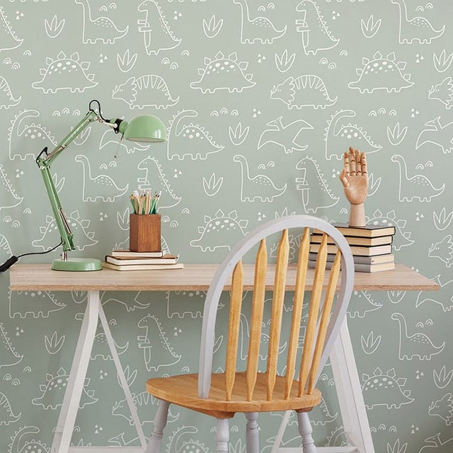 Carta da parati autoadesiva dinosauro verde 65x260cm