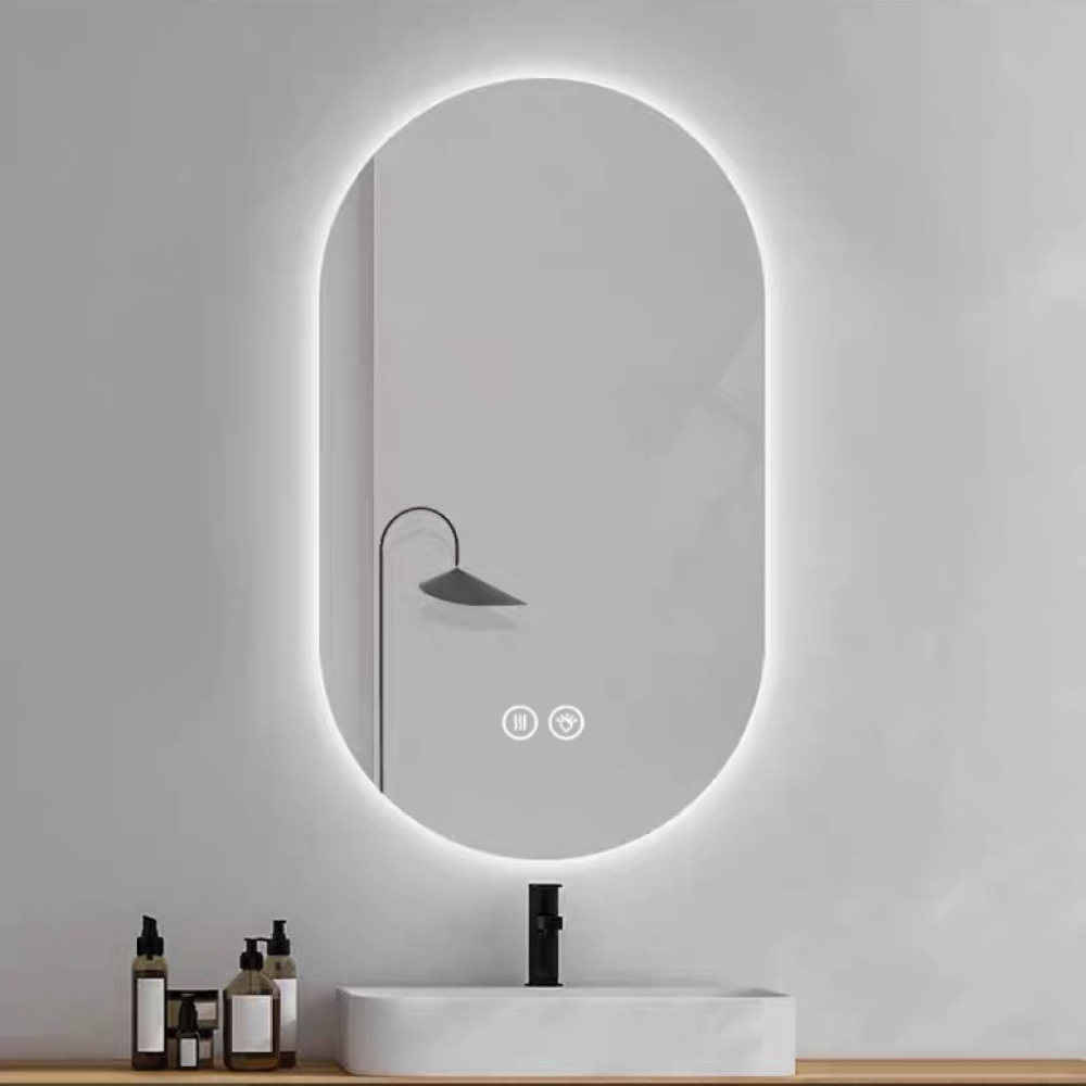 Lustro łazienkowe LED montowane na ścianie, anty-parujące, 60x90 cm, z ekranem dotykowym, regulowanym światłem i eleganckim wzornictwem - 2