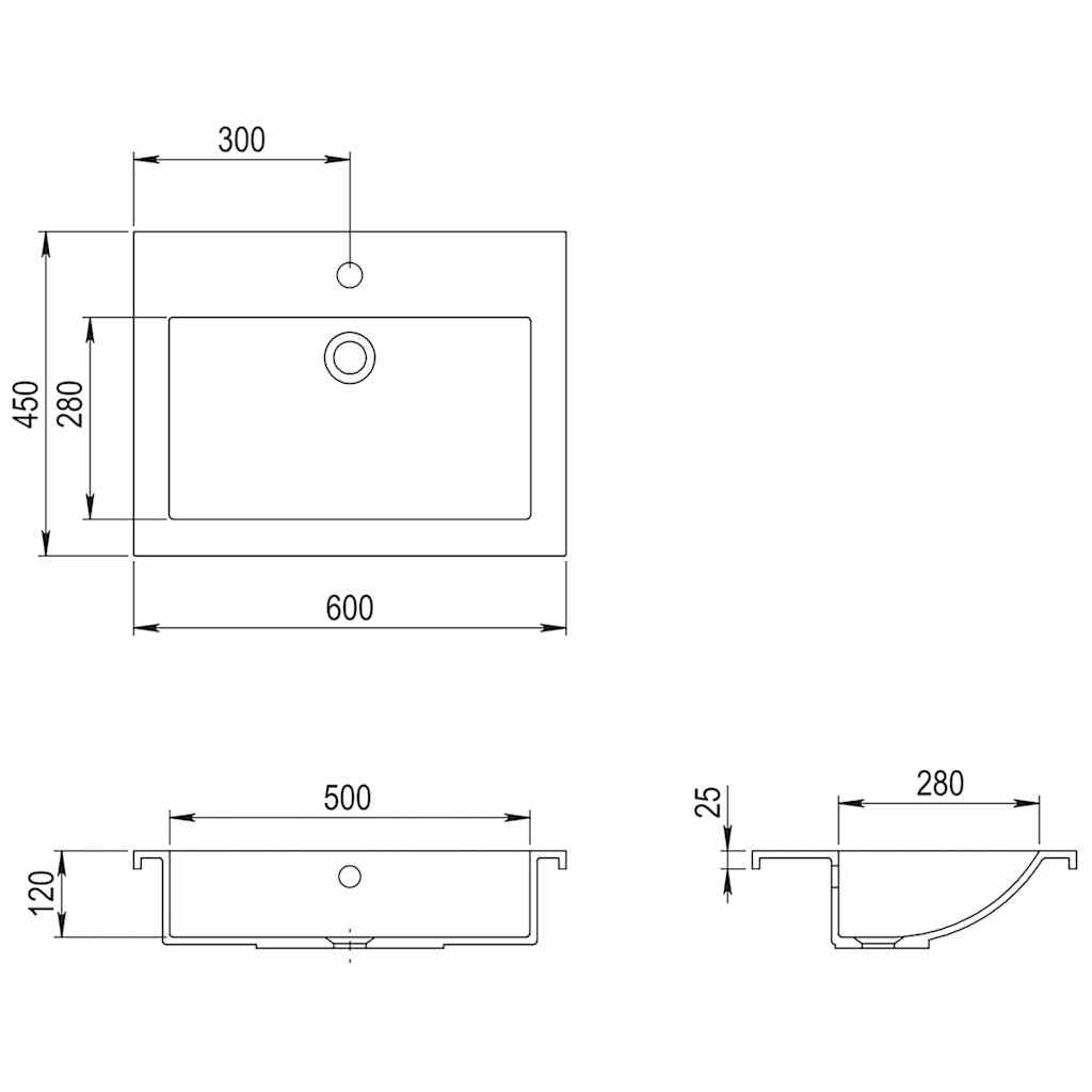 Lavatório de granito 600x450x120 mm branco vidaXL - 7