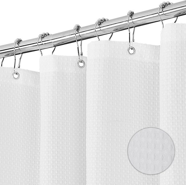 Tenda Doccia In Poliestere 180x200 Cm - Impermeabile, Lavabile, Con Pesi E Ganci, Grigio - Foto 3