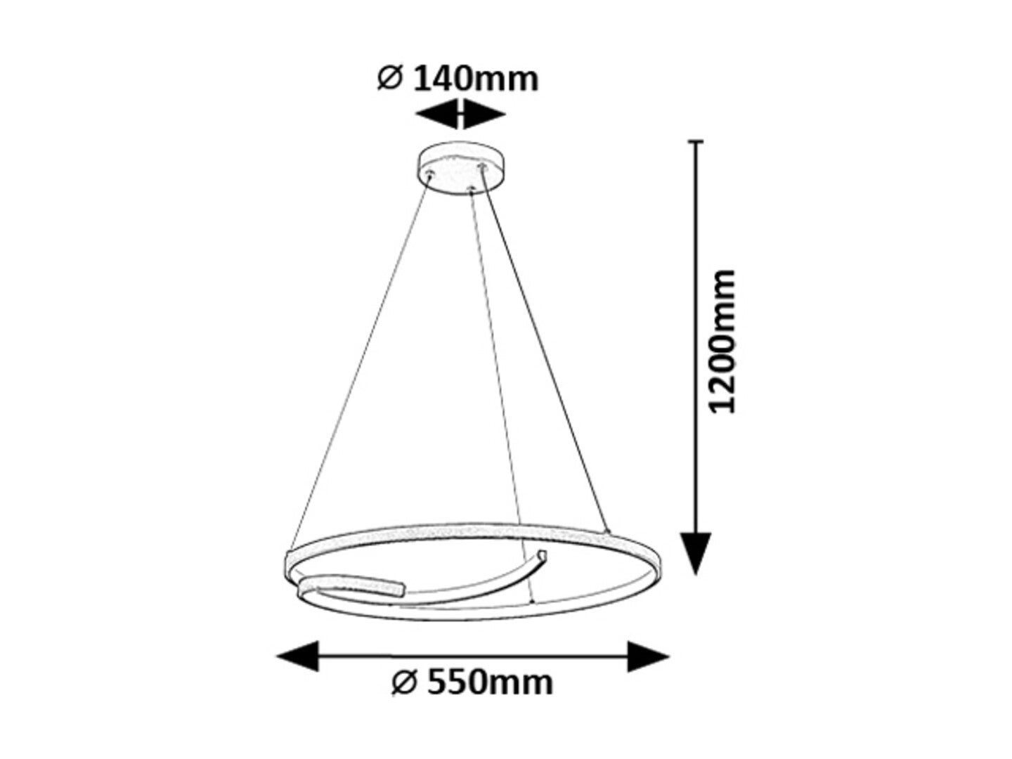 Lampa wisząca Niloo czarno-biała LED 40W 4000K 2080lm ring wym: 120 x 55 x 55 cm metal Rabalux - 6