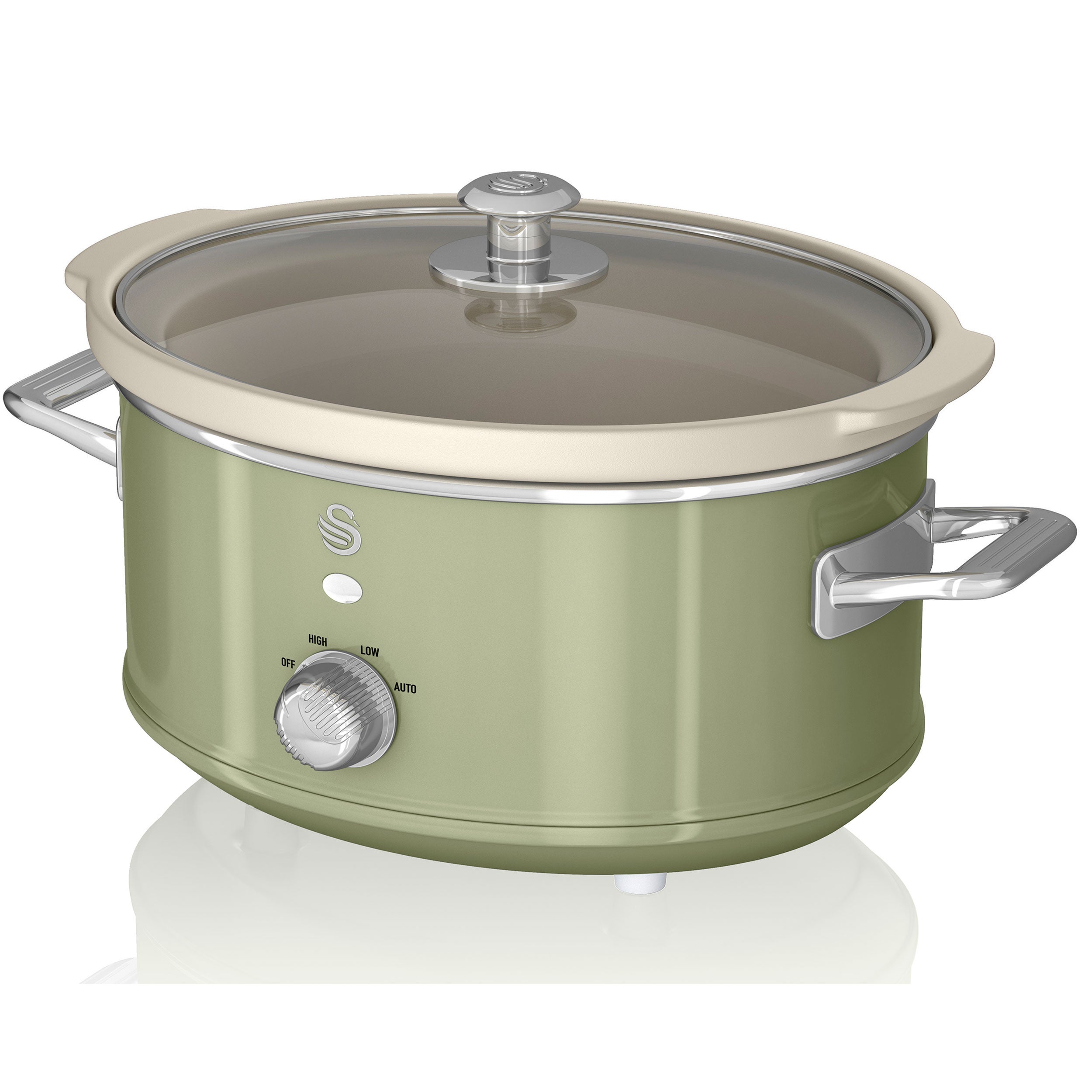 Swan Retro Olla Cocción Lenta, 3,5L, Recipiente Extraíble Antiadherente Cerámica Libre Pfoa, Vintage, Sf17021gneu 200 Verde , Leroy Merlin