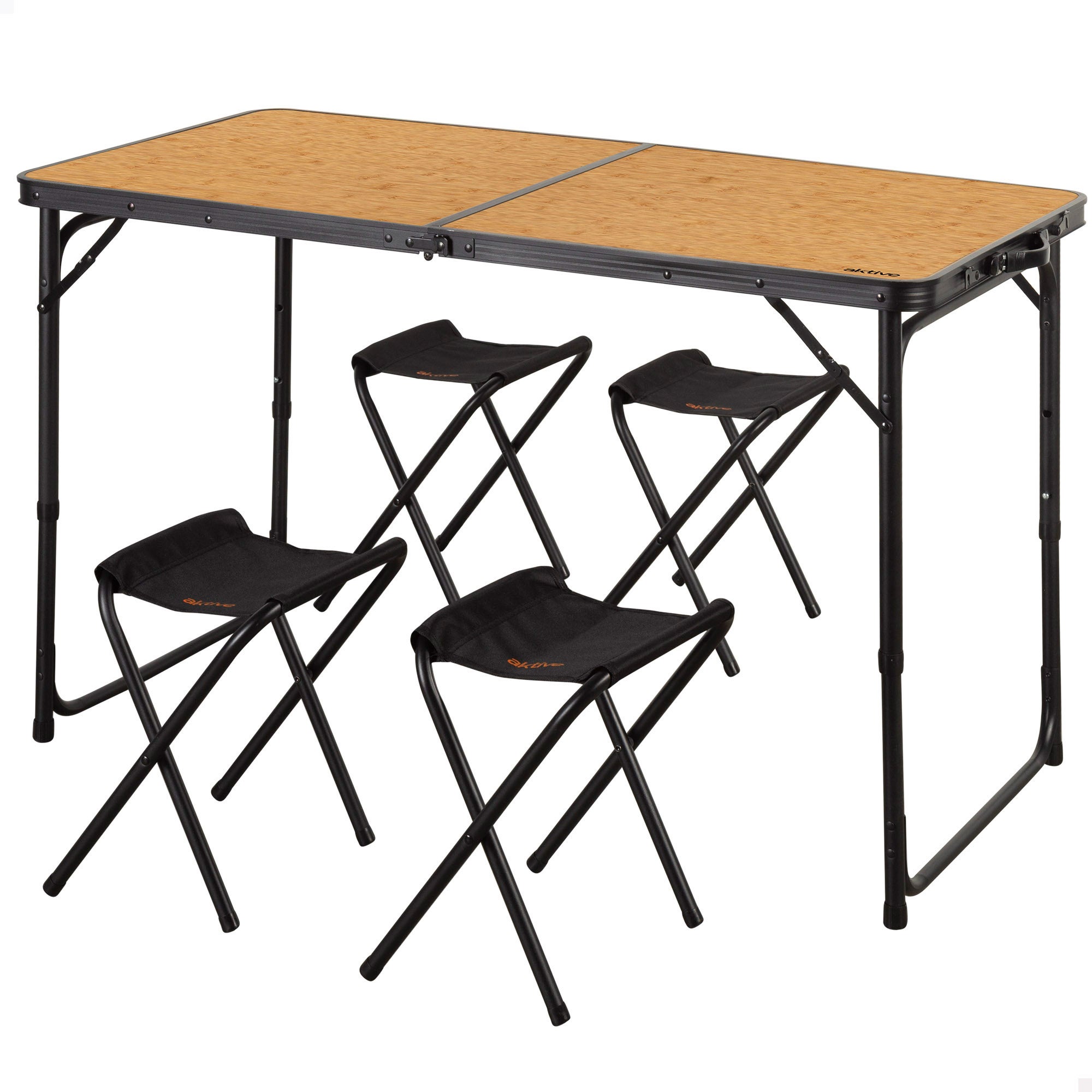 Aktive Camping - Ensemble Table Et Chaise. Table Pliante Avec 4 Tabourets Legere Avec Poignee De Transport Table De Camping Plage Ou Jardin Bleue 85276931