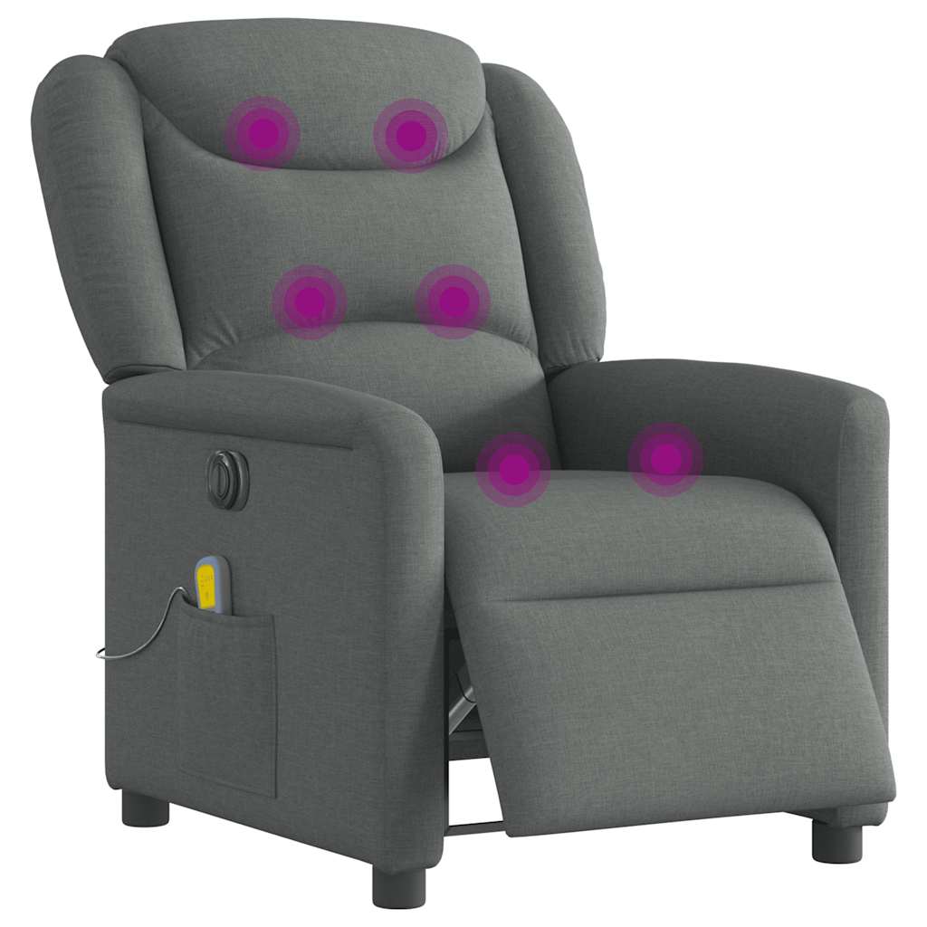 Fauteuil inclinable de massage | Fauteuil de relaxation | Chaise de relaxation électrique gris foncé tissu CFW822804 - 3