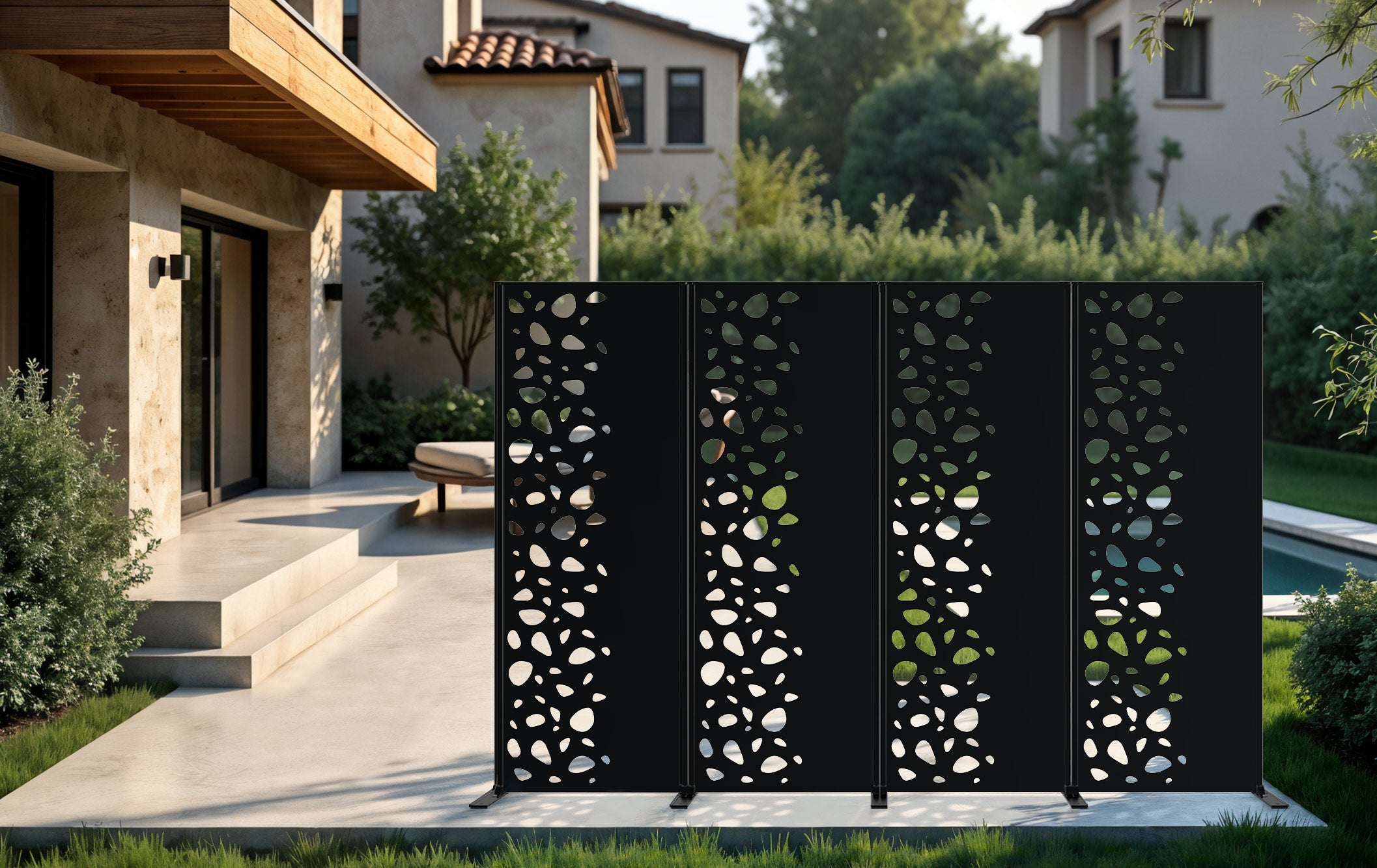 Lot de 2 panneaux décoratifs SUNNY Noir H.160cm motifs côté gauche - 4