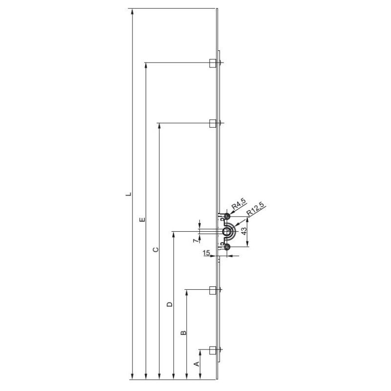 Crémone verrou JET15 cote DF longueur 1100mm D FERCO G 12425 11 4 1 - 2