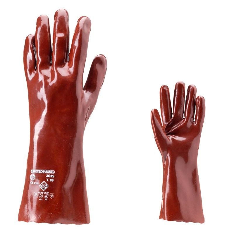 Lot de 10 paires de gants PVC rouge enduit 35 cm Actifresh - Coverguard - Taille L-9 - 3