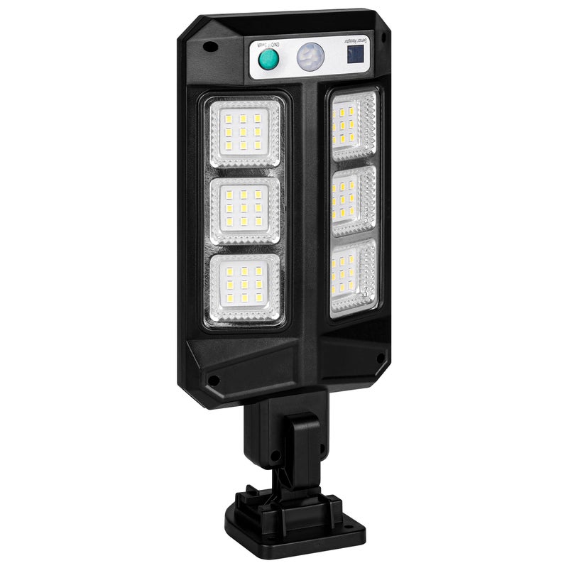 Lampa LED solarna elewacyjna kinkiet 54xLED IP44 6500K z czujnikiem PIR i pilotem czarna MasterLED
