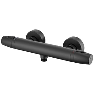 Auralum Max Mitigeur de Douche Thermostatique à Fixation Murale Anti-brûlure, Robinet d'Eau Chaude/Froide,Température Constante de 38°,Noir