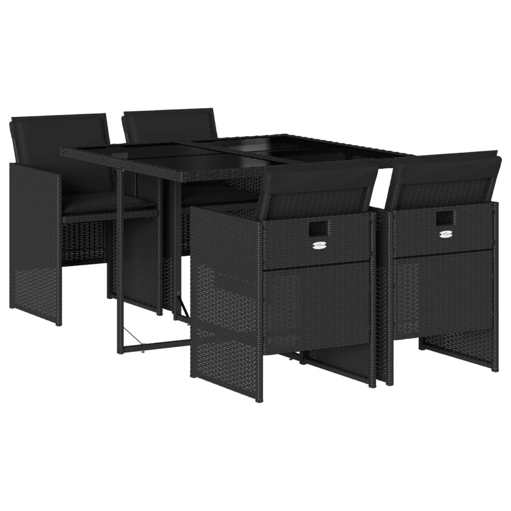 Maison Exclusive - Set de muebles jardín 5 pzas con cojines ratán sintético negro - 2