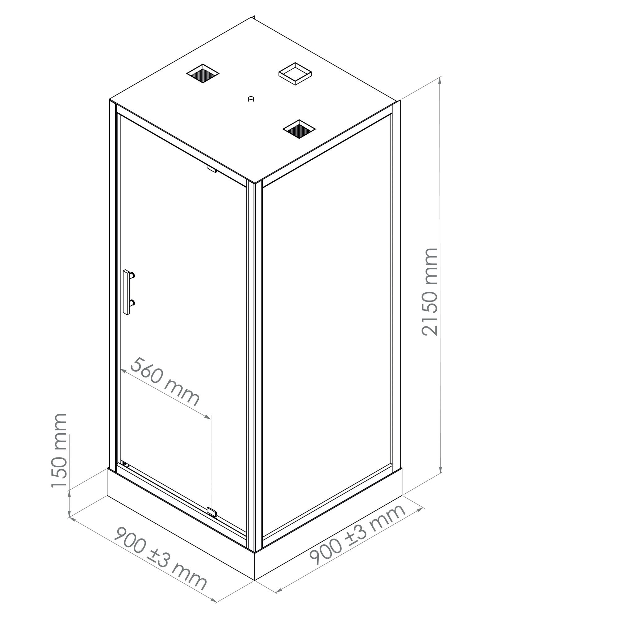 Ondée - Cabine de douche accès de face transparent porte pivotante 90x90cm avec radio FM - NIKY AYOR - 3