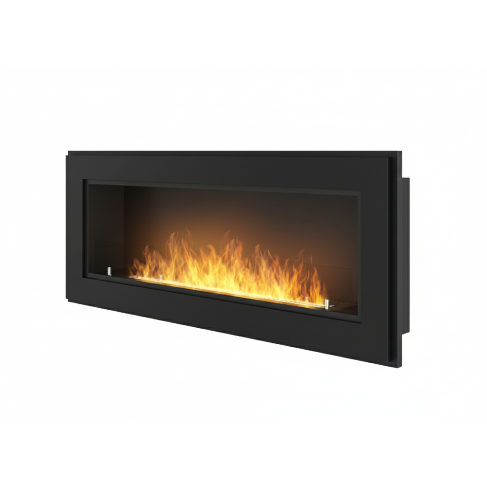 Kominek bioetanolowy Frame 1200 SimpleFire do zabudowy ze szkłem - matowa czerń