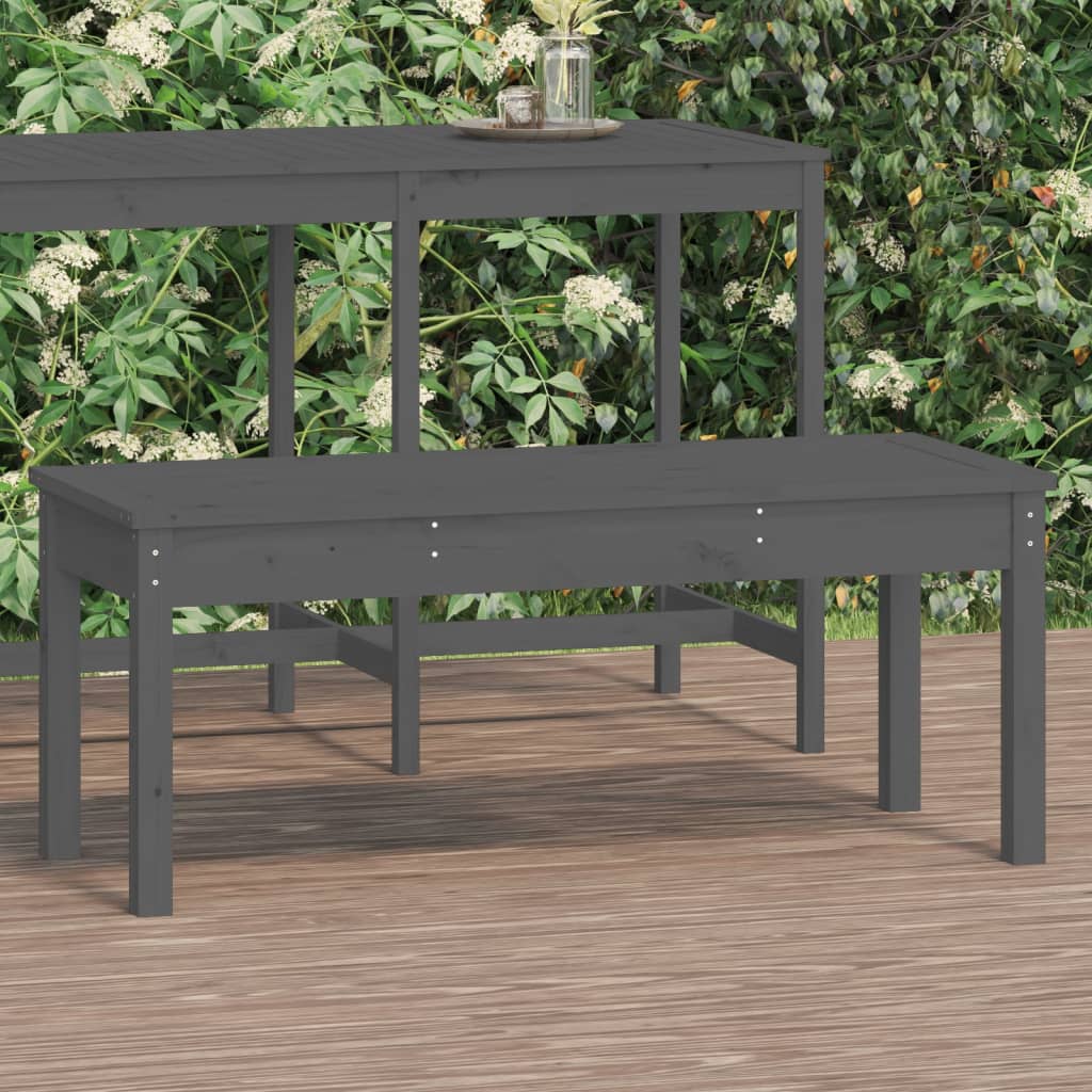 Banc de jardin en pin massif gris 109x44x45 cm - COMFORTXL - 2
