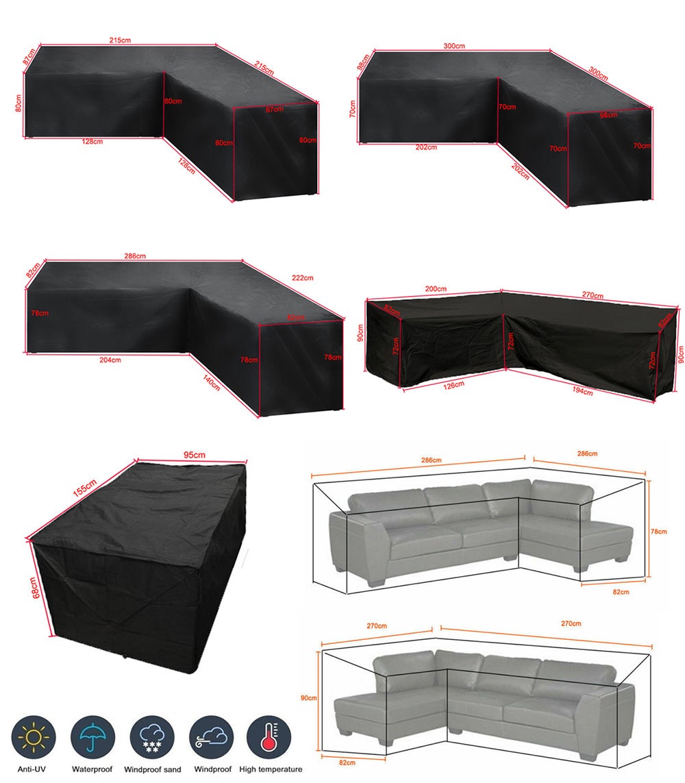 Housse Canapé d'angle Jardin Imperméable 210D Oxford Anti-Poussière L Couverture canapé de Coin (210*270*85cm) - 5