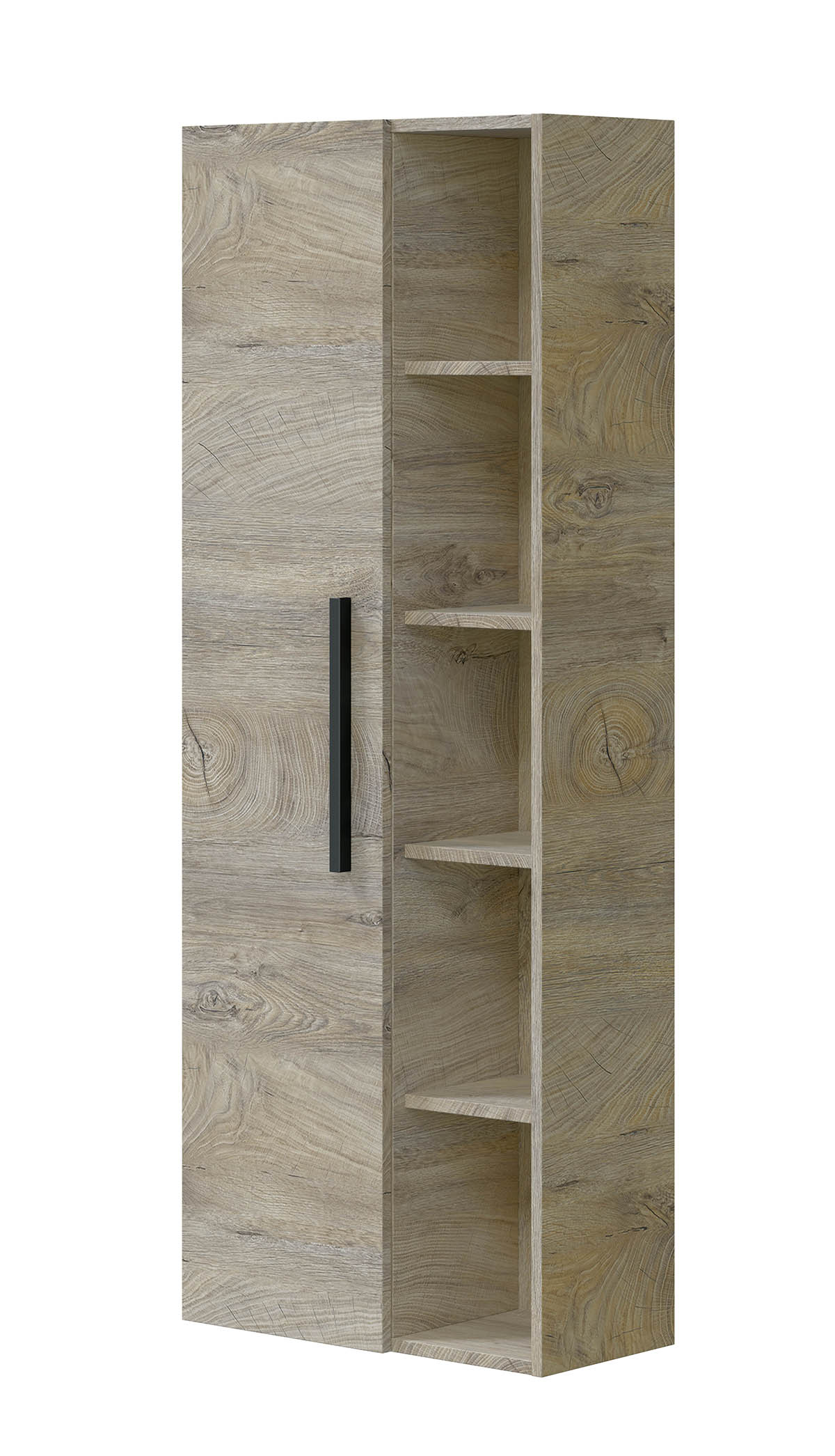 Colonne salle de bain Suspendue avec 1 porte coloris Alaska chêne à nœuds - Hauteur 135 x Longueur 51 x Profondeur 25 cm - 3