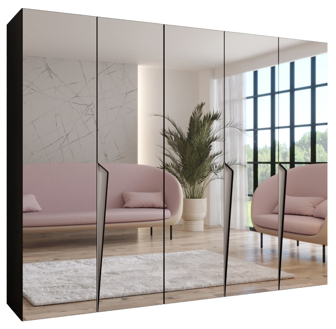 Szafa uchylna otwierana Piano 3 250 x 52 x 202 cm czarny + u. Kaszmir Abiks Meble