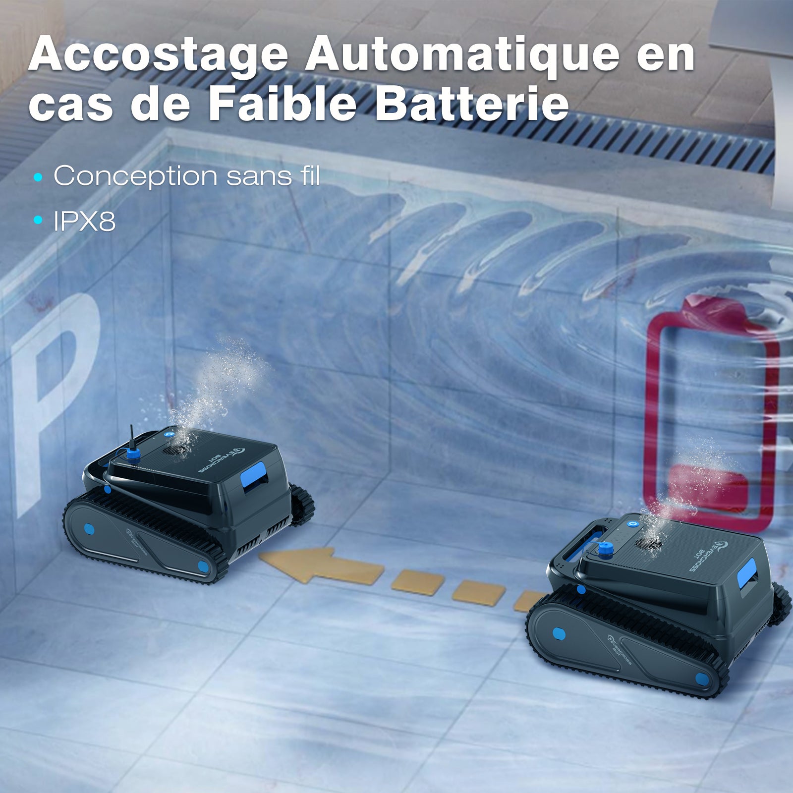 EVERCROSS BOT Robot Piscine Nettoyeur de Fond et Parois U8 Noir - 9