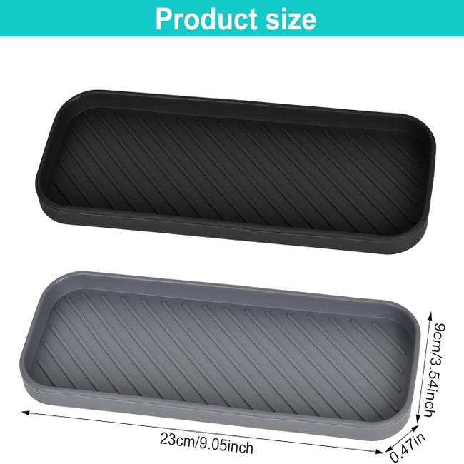 Tappetino Scolapiatti In Silicone Per Rubinetto – Organizer Da Cucina Con Doppio Foro, Antigoccia, Grigio