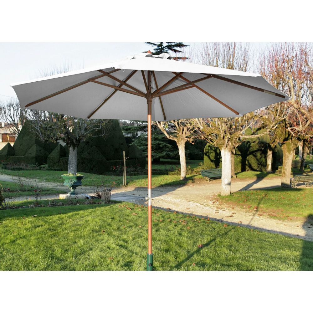 Parasol Rond Pied en Bois Diamètre 3m Ouverture par Manivelle - A203702 - 3