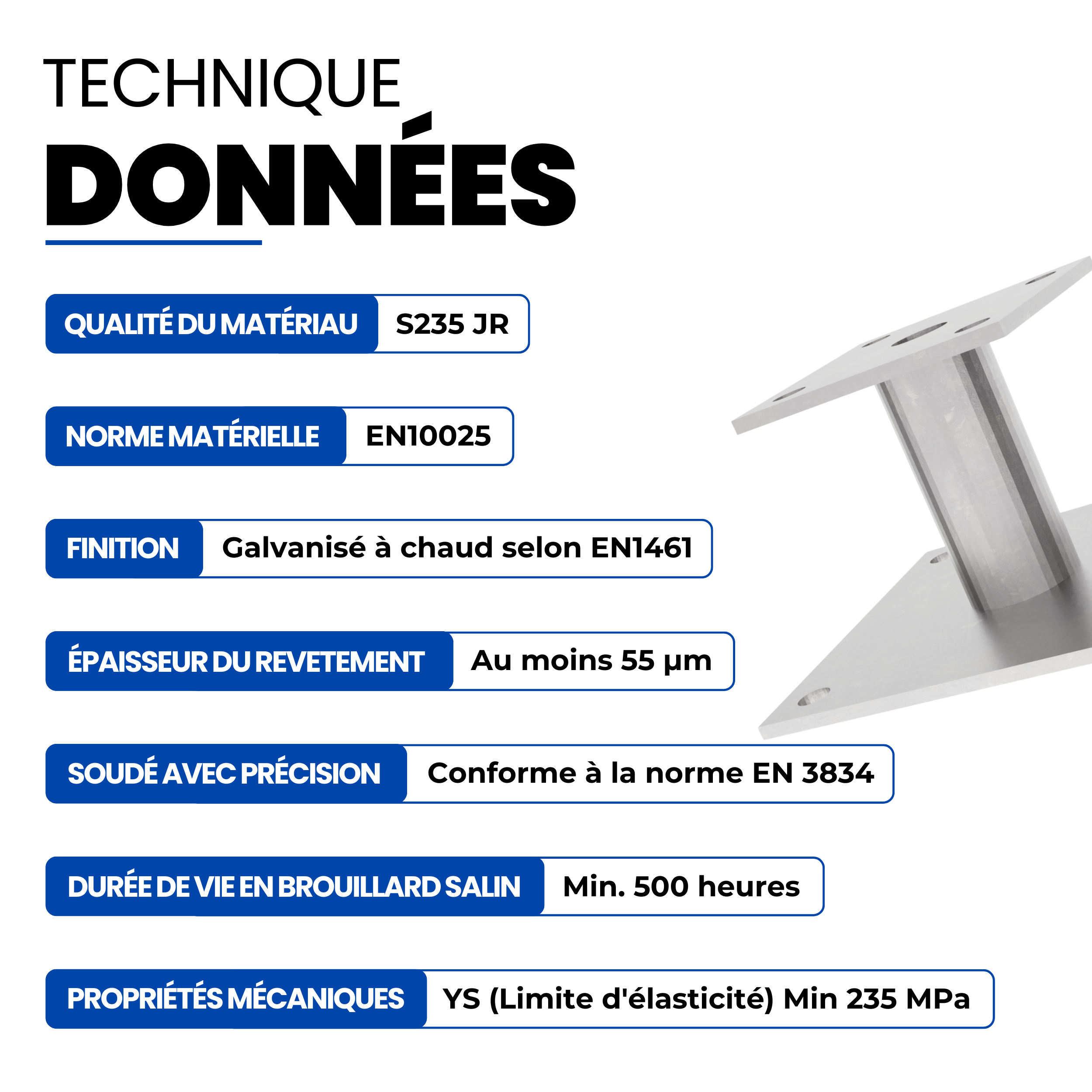 Support de poteau Galvanisé à chaud 100 x 100 mm platine poteau bois pied poteaux clôture GeZu Impex - 4