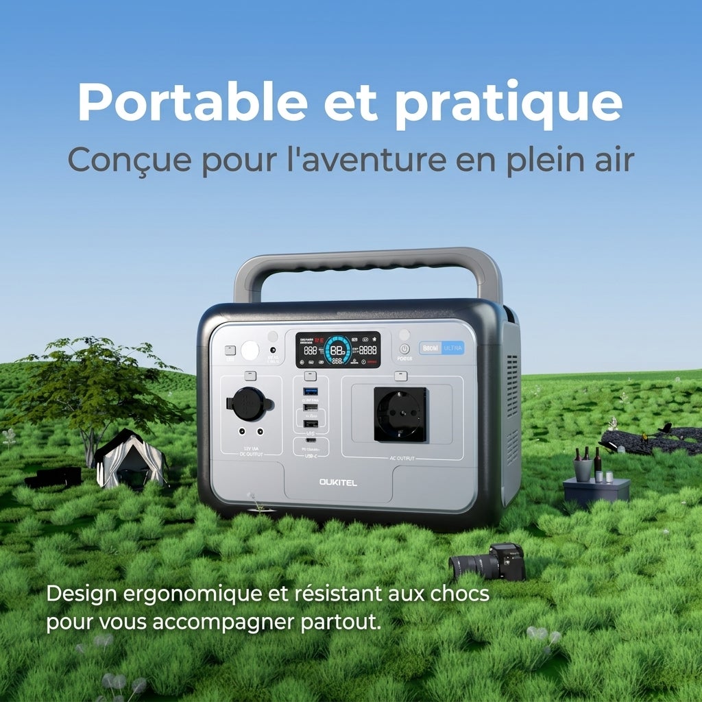 OUKITEL P800E Station Énergie Portable 800W 512Wh Batterie de Secours, Générateur Solaire pour Camping-car, Voyage, Usage Domestiqu - 9