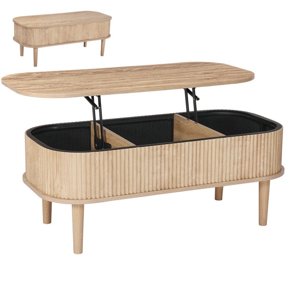 Essenza Mesa De Centro Elevable, Tablero Elevable Y 3 Compartimentos Ocultos, Mdf Y Madera De Pino Y Roble, Color Madera Natural, 1000 Mm, Para Salón , Leroy Merlin