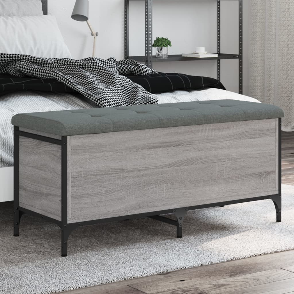 Banco interior | banco con almacenaje madera ingeniería gris sonoma 102x42x45 cm cfw65710