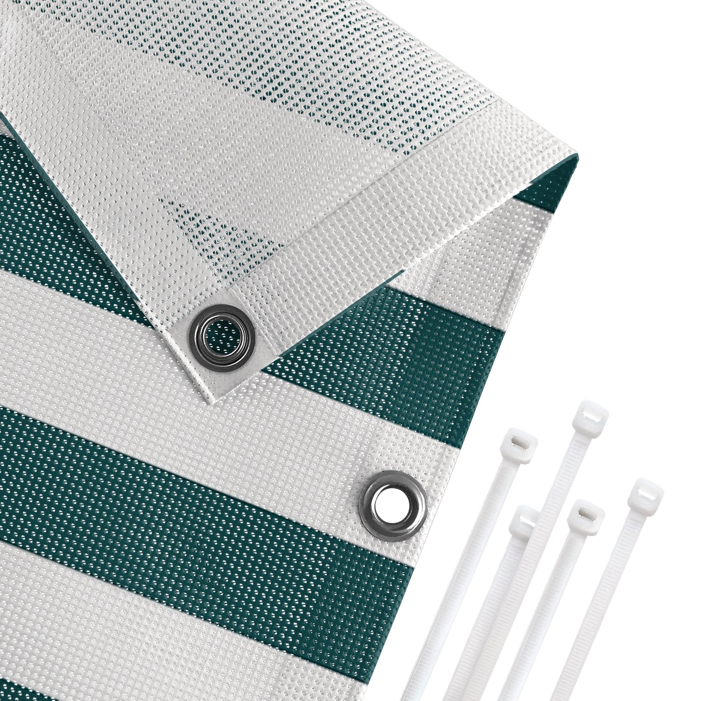 Brise vue brise vent balcon appartement jardin vert H.0,9 x L.9 M avec attaches résistant aux intempéries 270 g/m² mesh 1196 - 4