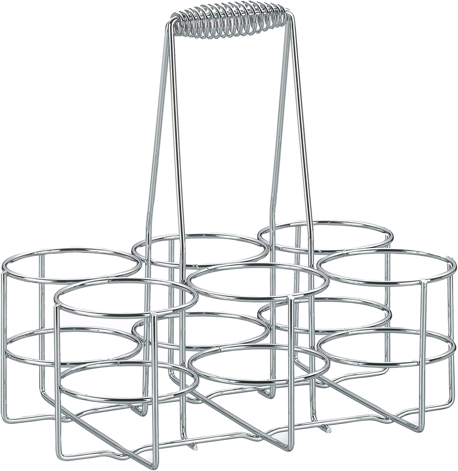 1 zestaw, koszyk na butelki z metalu chromowanego 22,5 x 15 x 28 cm, średnica wewnętrzna pierścienia 6,8 x wysokość 10 cm, mieści 6 butelek