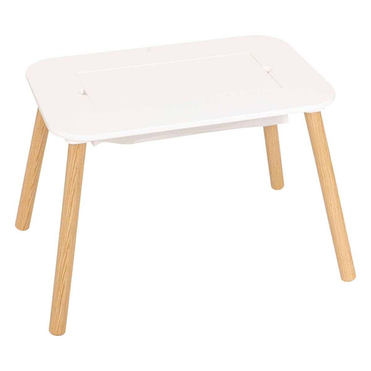 Table Enfant Buldy Atmosphera - 68,5x43 Cm - Plateau Compatible Briques De Construction - Blanc, Avec Filet De Rangement - 3