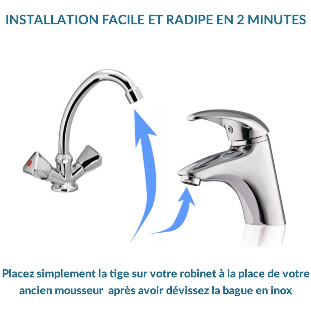 Mousseur Aérateur Tige Economiseur d'eau ACIER CHROME AQUALOW Diam 22/24 mm Male Femelle - 3