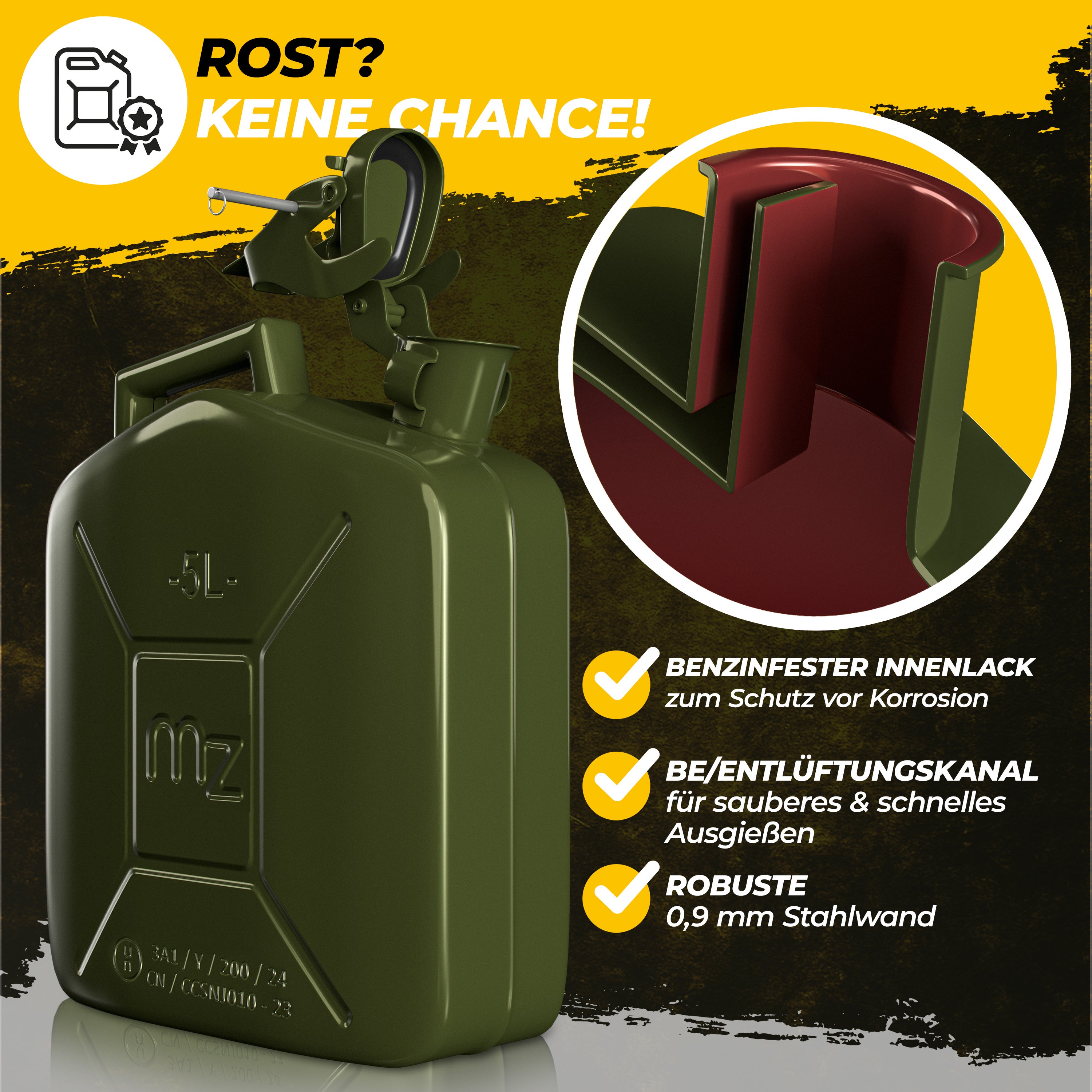 MONZANA® 3x Jerrican essence 5L métal homologation ONU bec verseur transport liquides diesel essence voiture huile moto bidon eau récipient carburant - 9
