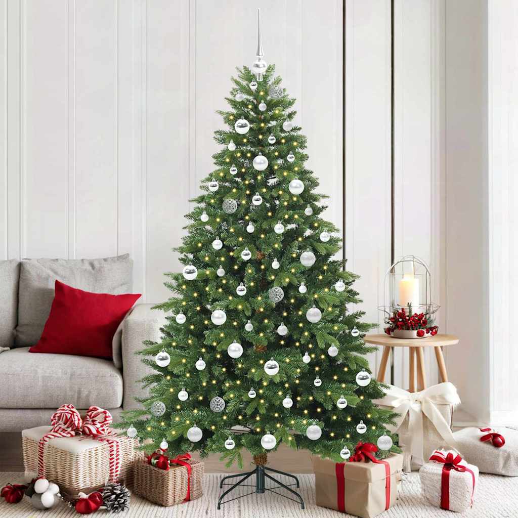 Sztuczna choinka z 300 diodami LED Zielony 180 cm PE i PVC