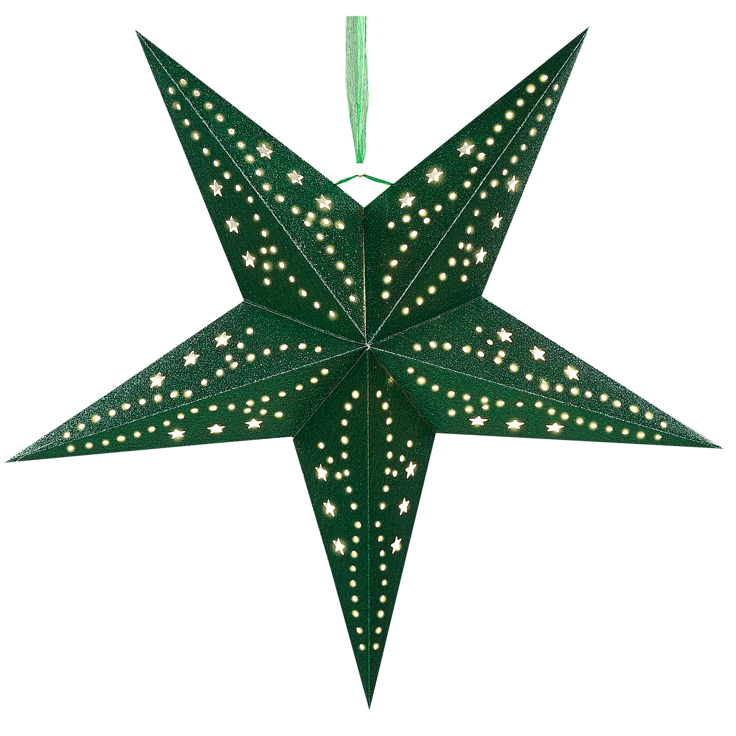 Set di 2 decorazioni da appendere stella MOTTI Carta 45 cm Verde smeraldo - 6