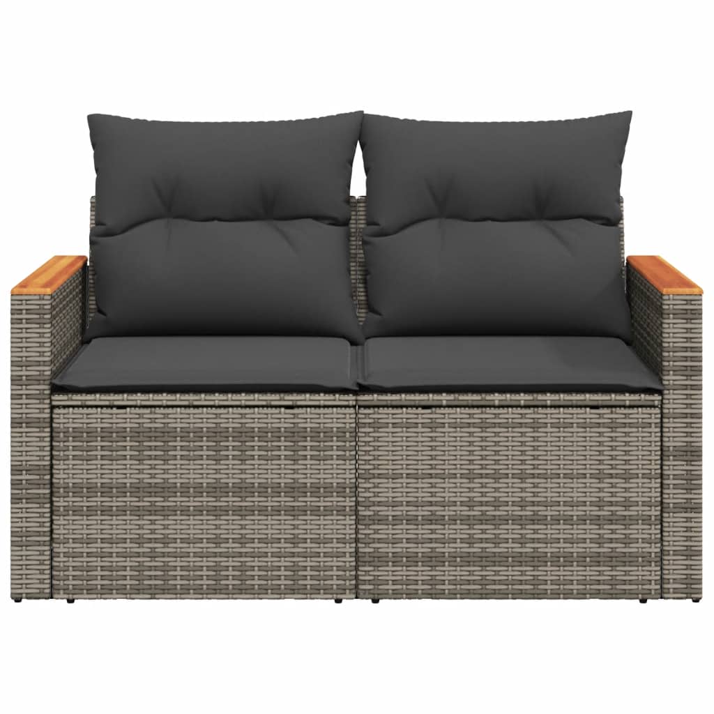 Salon bas de jardin en polyrattan Gris 2 personnes - 5