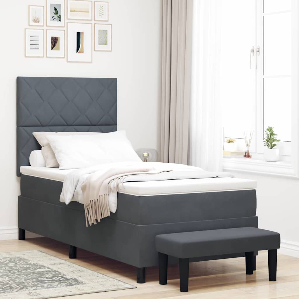 Cama tipo Box Spring Gris oscuro 200 x 100 cm Terciopelo | Leroy Merlin