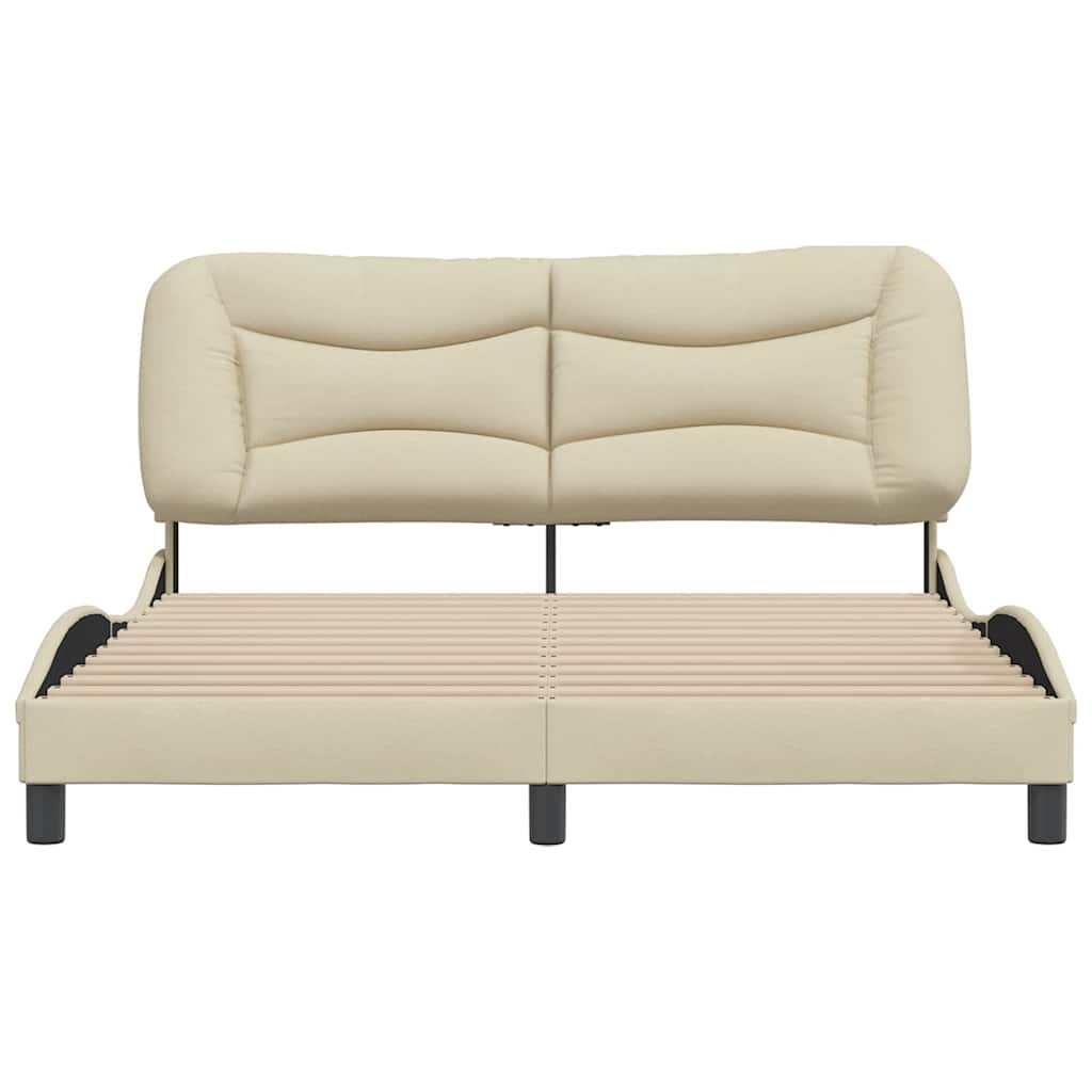 Cama matrimonial, Cama para adultos sin colchón Hvar tela color crema ...