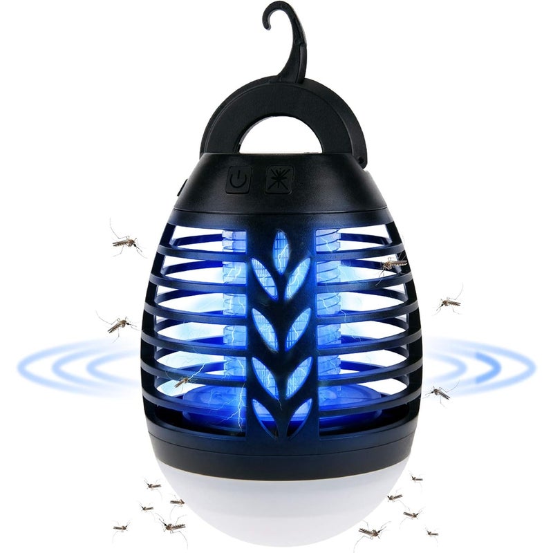 Lampa 2 w 1 przeciw komarom na zewnątrz z akumulatorem USB do ładowania, przenośna, wodoodporna IPX6, akcesoria kempingowe z 3 trybami jasności