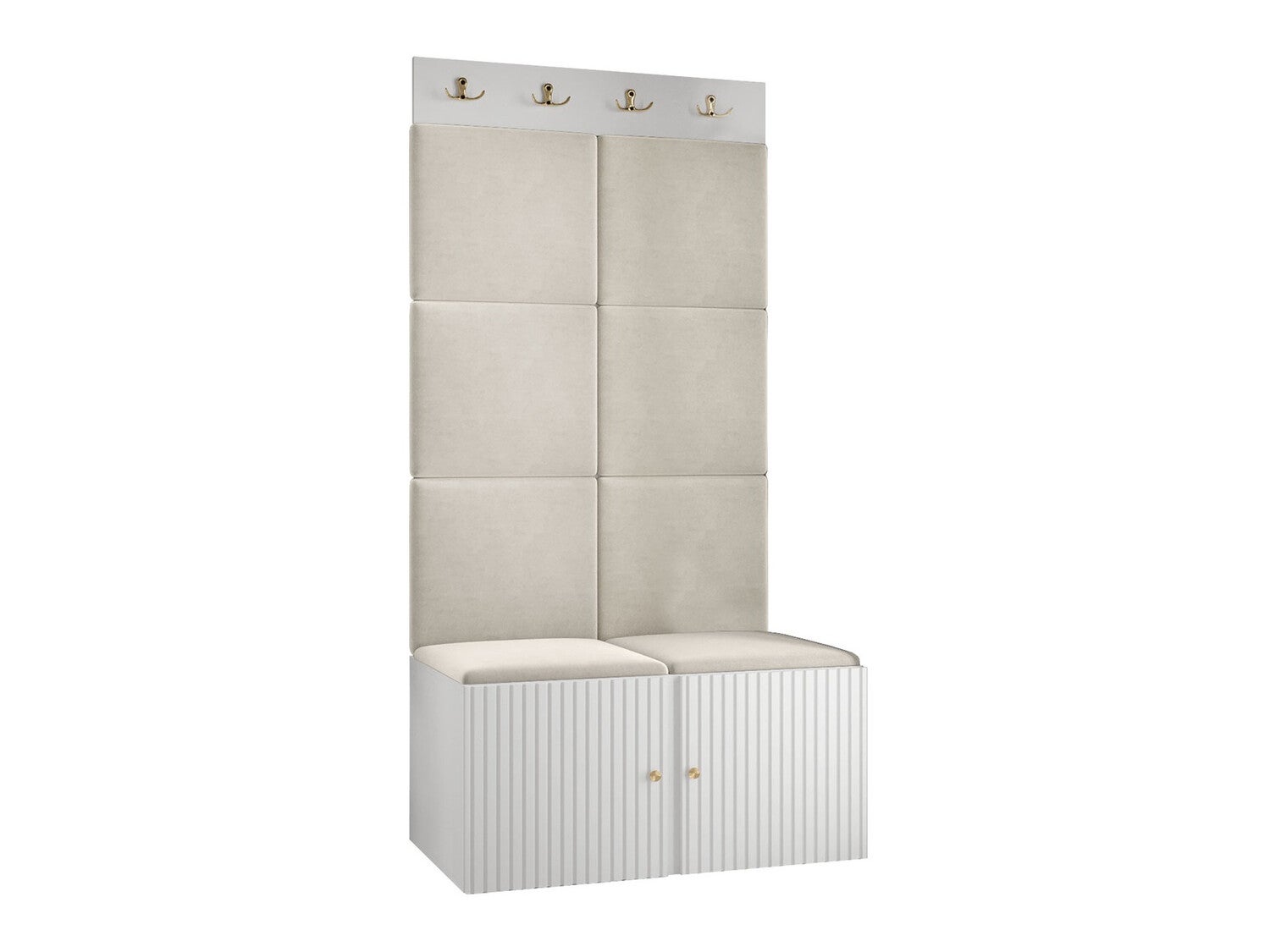 Meuble d'entrée Hartford 383, 186x84x46cm, Brun clair, Blanc, Stratifié