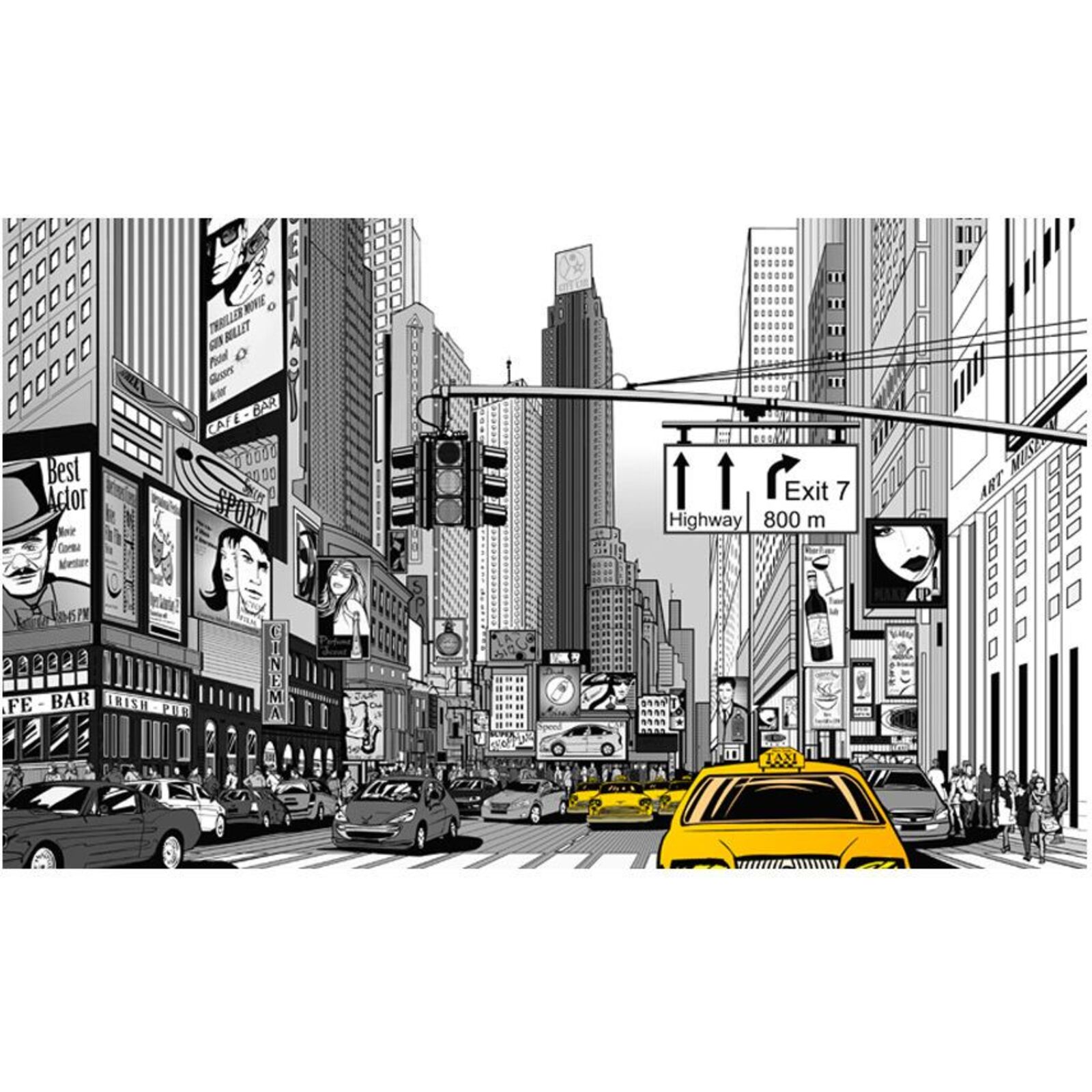 Papier peint bd taxis jaunes à new york - 450 x 270 cm - 2